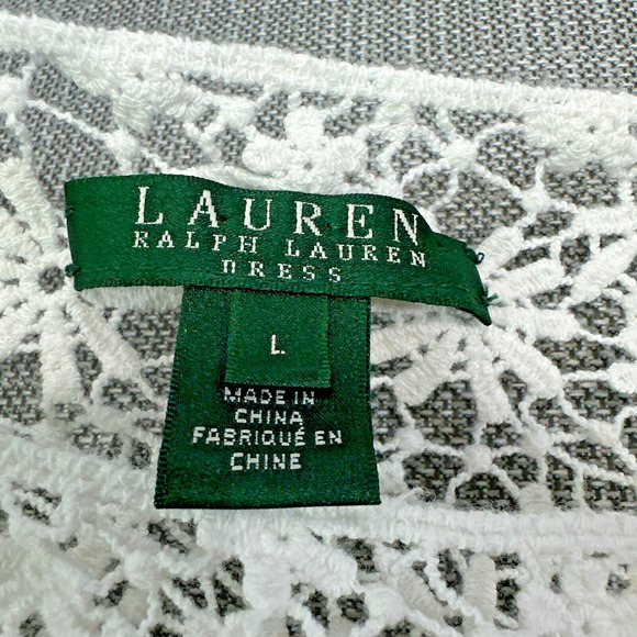 Ralph Lauren LRL Lace Dress Large White Crochet Floral Lined Cottagecore‎ Boho - Picture 2 of 9